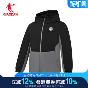 新款 年冬季 防风保暖连帽外套黑 乔丹运动羽绒服棉服男士 商场同款