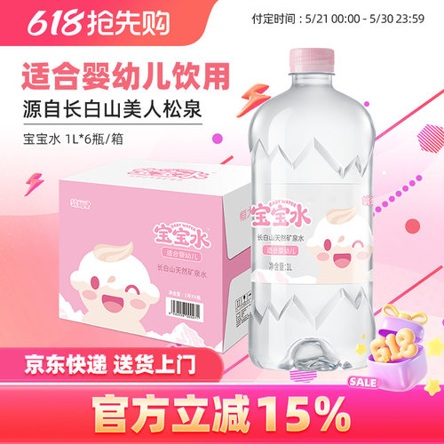 恒大冰泉宝宝水婴儿儿童泡奶长白山低钠天然矿泉水饮用水1L*6瓶