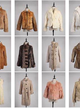 TM481古着vintage日系冬季保暖女装真皮草兔毛外套