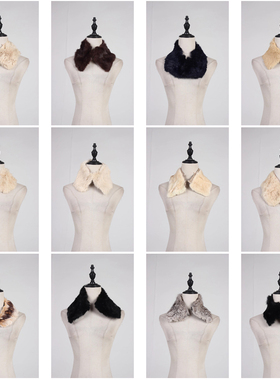 WJ326古着vintage中古日系意大利秋冬季真皮草兔毛狐狸毛围巾毛领