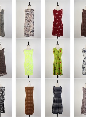 LY66古着vintage夏季无袖复古风中古日制文艺中长款连衣裙