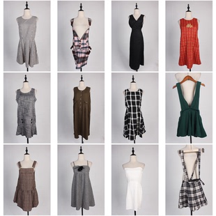 BX86古着vintage日系文艺复古风女装毛呢秋冬无袖背心裙连衣裙