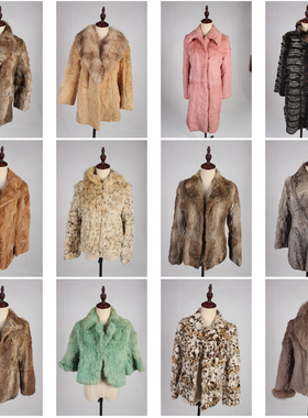 TM500古着vintage日系保暖真皮草冬季兔毛外套