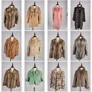 TM500古着vintage日系保暖真皮草冬季兔毛外套