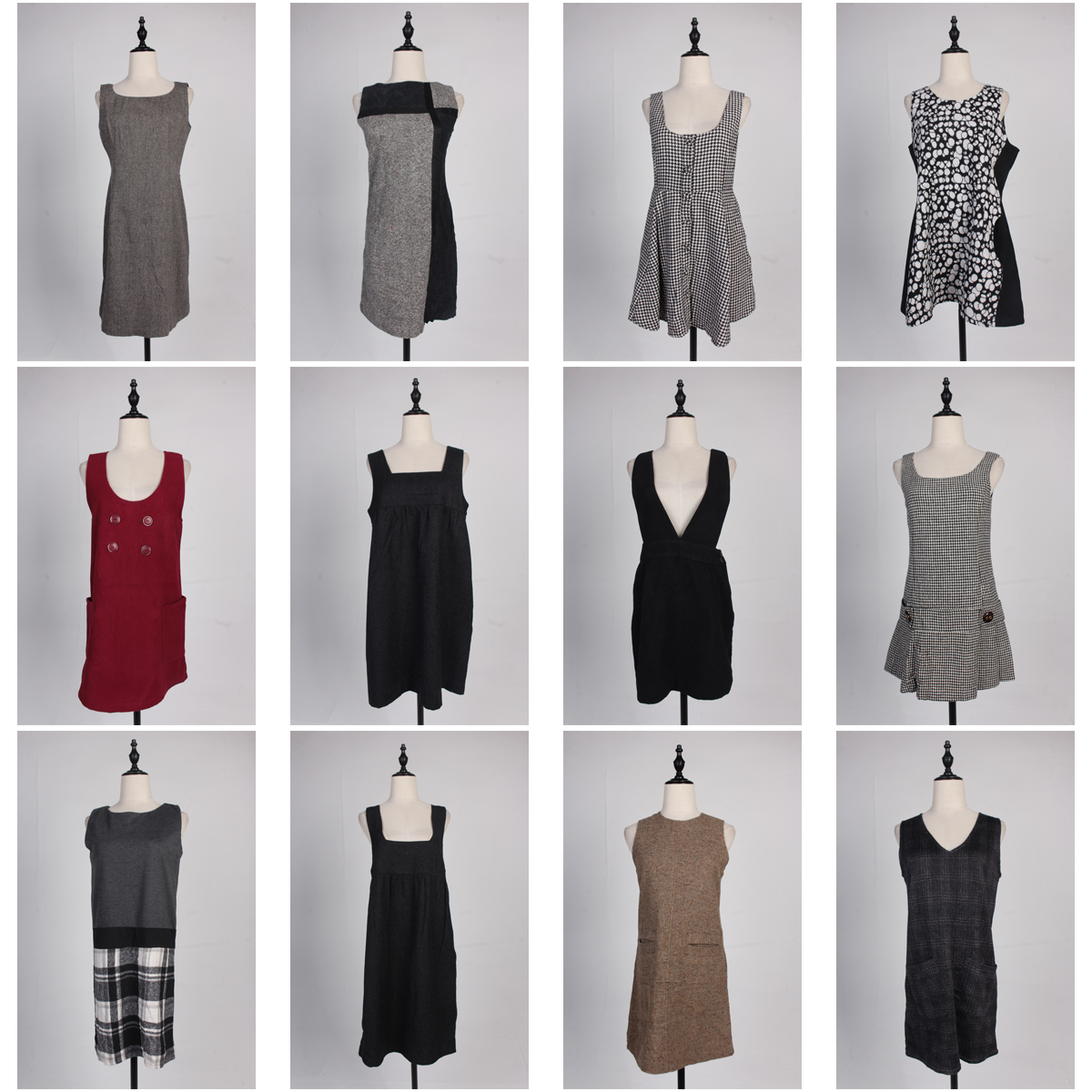 BX43古着vintage日系无袖背心裙通勤文艺复古风毛呢秋冬连衣裙女