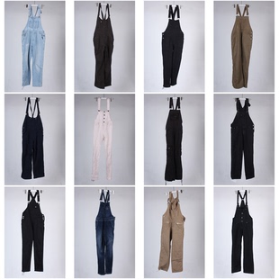 KZ29古着vintage春秋日常休闲牛仔百搭背带裤 学院风女