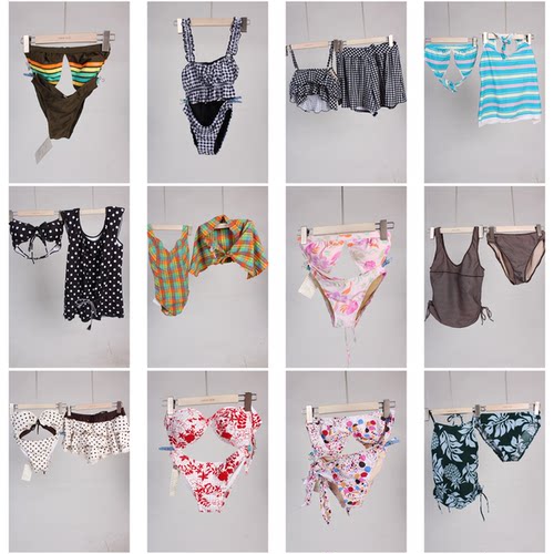 YW86古着vintage日系夏日海边沙滩度假游泳比基尼分体泳衣泳裤