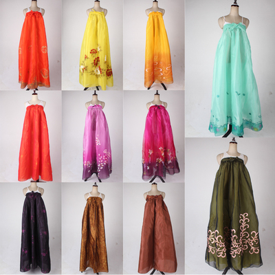 vintage古着韩国制大面积重磅刺绣印花长裙女装节日演出写真韩服9