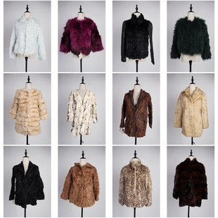 TM380古着vintage冬季真皮草兔毛保暖意大利设计款外套