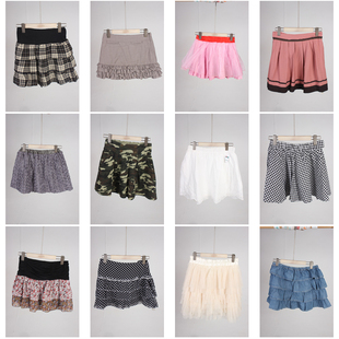 BK867古着vintage日系夏季甜美风牛仔花色拼接复古女装短裙半身裙