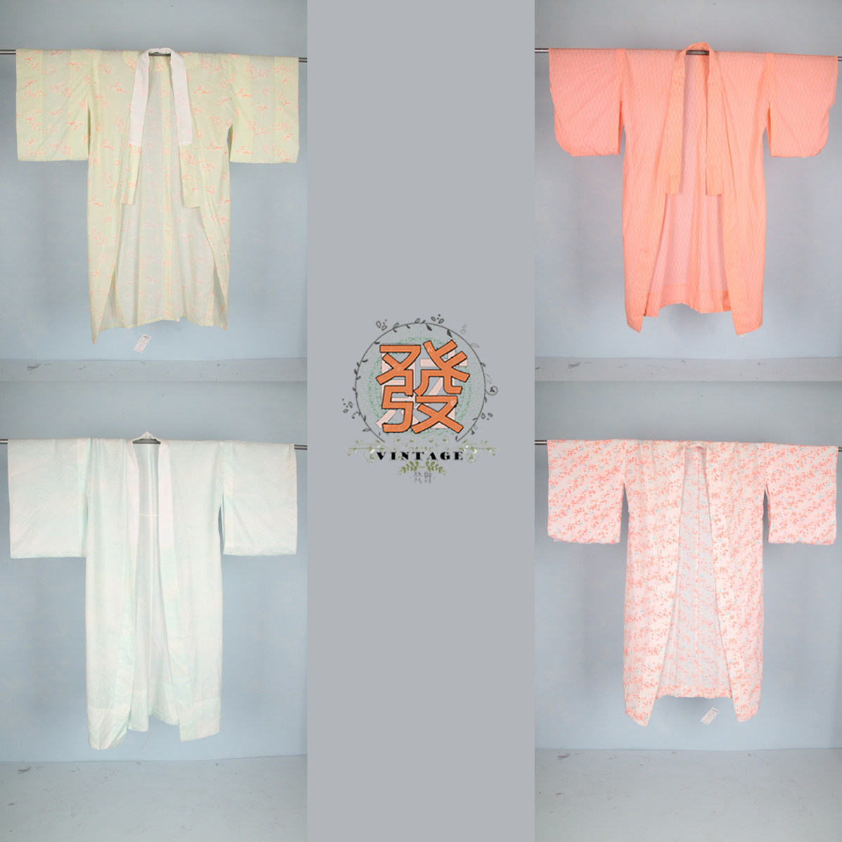 vintage风古着日本浅色打底和服