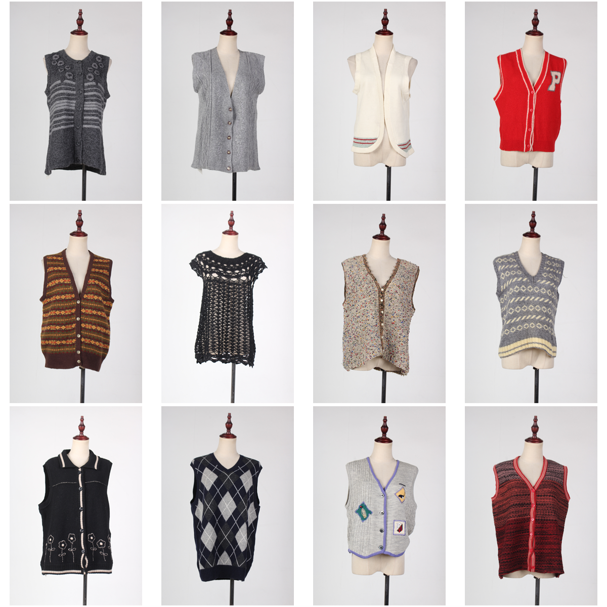 BM11古着vintage秋冬学院风文艺森系复古针织毛线马甲