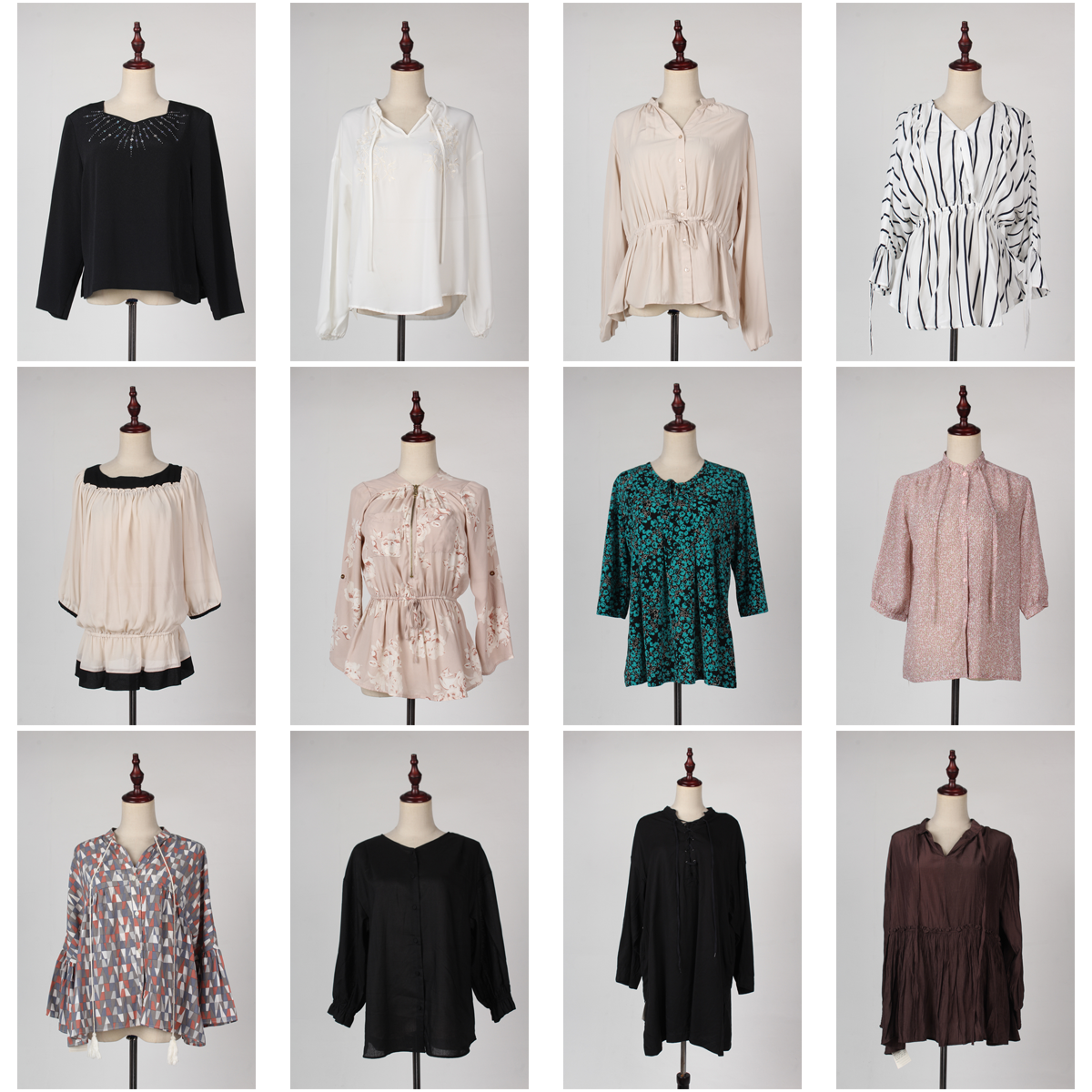 FC104古着vintage日制春夏中古日常休闲通勤韩版淑女衬衫雪纺上衣