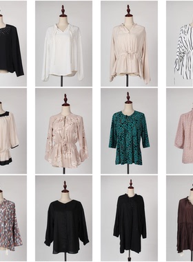 FC104古着vintage日制春夏中古日常休闲通勤韩版淑女衬衫雪纺上衣