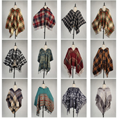 DA348古着vintage日系学院风格 子流苏文艺森系年轻款 披肩斗篷女