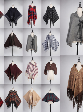 DA138古着vintage中古复古风日系秋冬文艺森系女装保暖斗篷披肩