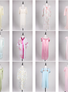 SQ147古着vintage春夏日系甜美风轻熟女装居家内搭中长款睡裙