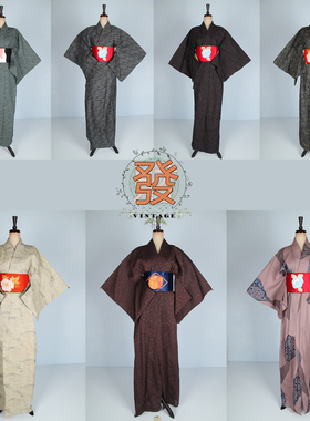 vintage古着日本传统民族服饰和服深色系暗纹访问着写真服17-501