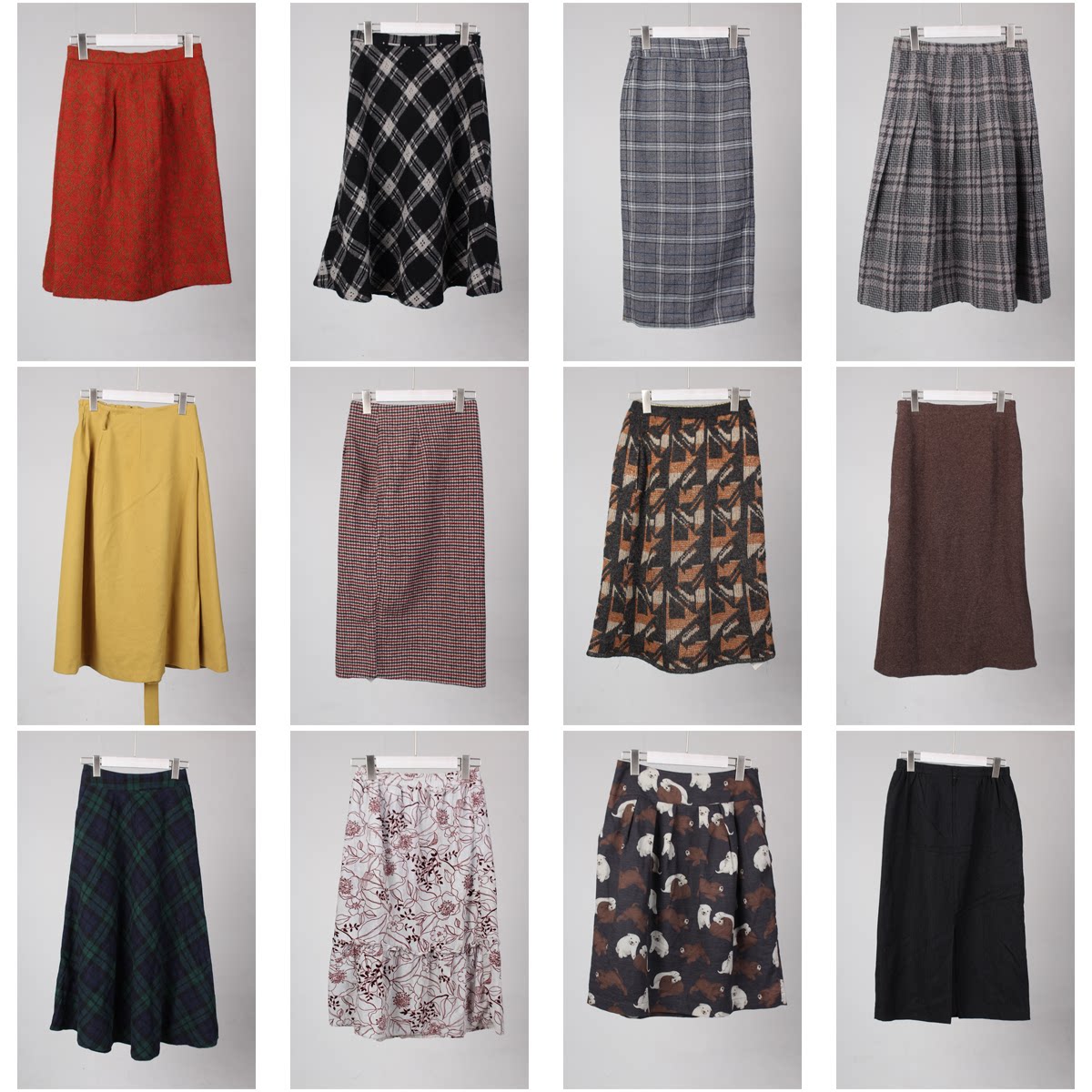BK30古着vintage中古学院风文艺森系女装日系中长款半身裙