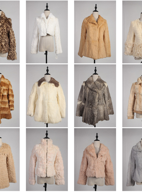 TM470古着vintage日系冬季保暖真皮草兔毛外套