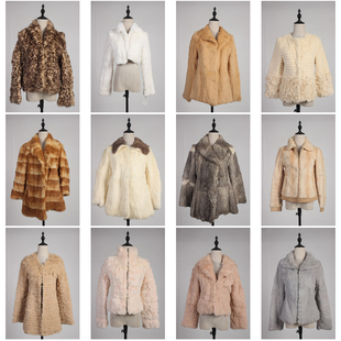 TM470古着vintage日系冬季 保暖真皮草兔毛外套