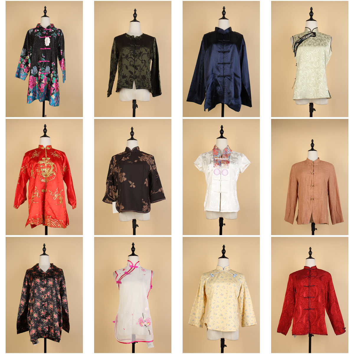 QP15古着vintage中国风中式春夏花色手工盘扣旗袍上衣