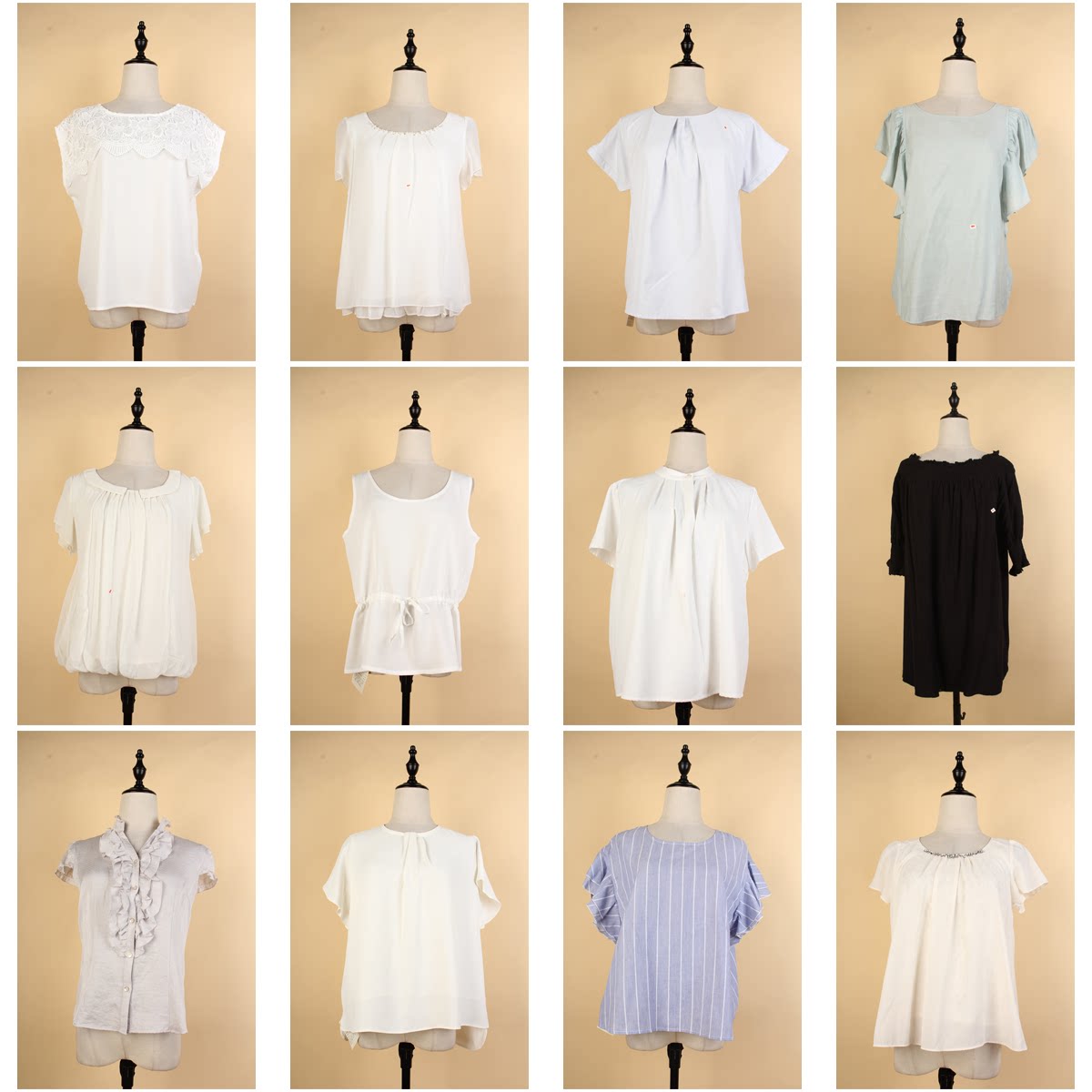 FC224古着vintage春夏中古日系花色衬衫雪纺简约通勤百搭长袖衬衣 - 发財卖衣店出品