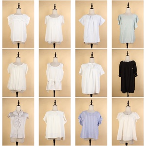 FC224古着vintage春夏中古日系花色衬衫雪纺简约通勤百搭长袖衬衣