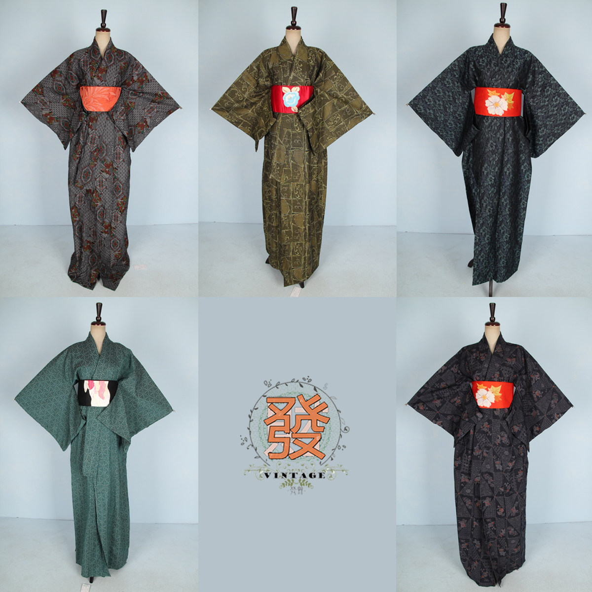 vintage风古着日本暗色系和服