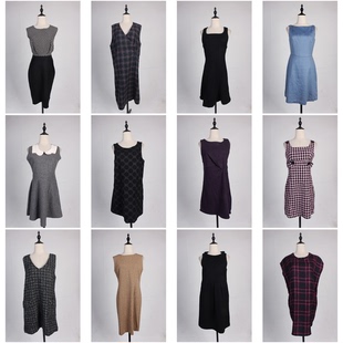 BX112古着vintage中古复古日系文艺简约秋冬毛呢背心裙无袖连衣裙