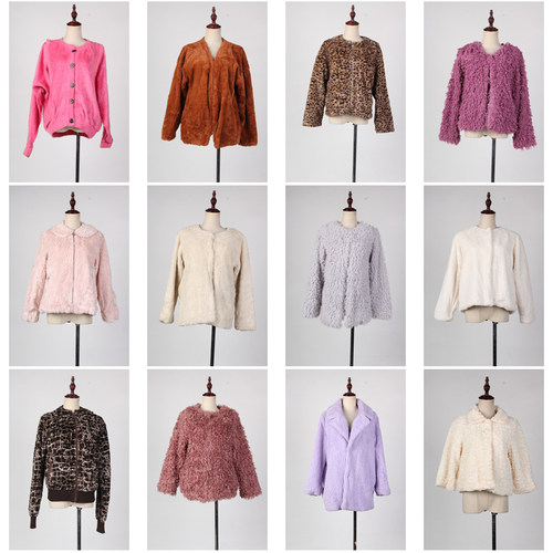 TB60古着vintage日系复古风秋冬保暖人造毛仿皮草外套