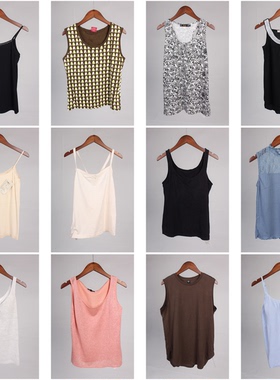 XT316古着vintage日制韩系甜美度假风内搭外穿棉质吊带背心上衣女