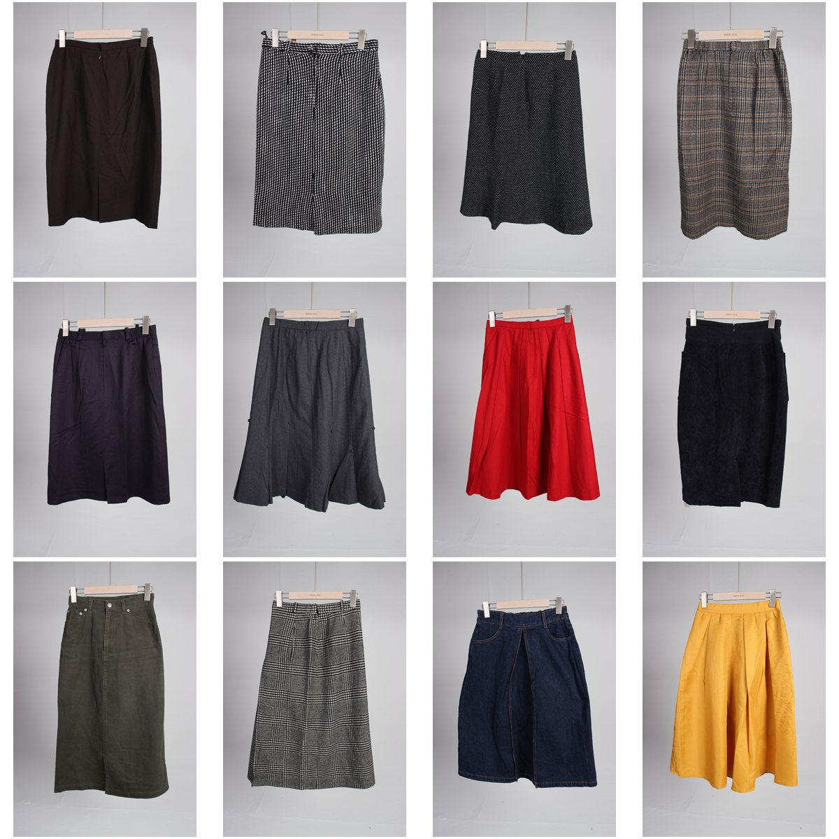 BK579古着vintage春秋日系文艺森系通勤休闲百搭简约半身裙女