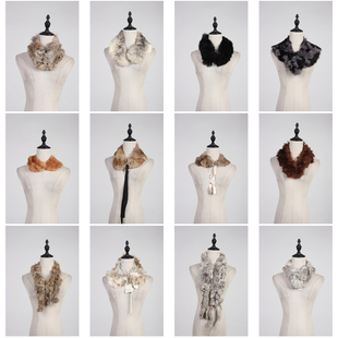 WJ283古着vintage秋冬真皮草围巾毛领