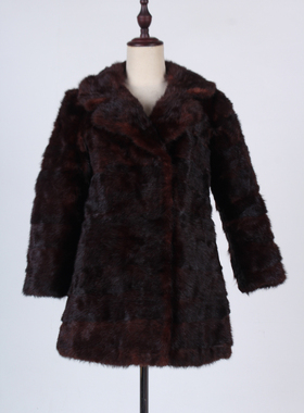 TM266-03504古着vintage冬季保暖真皮草貂毛外套