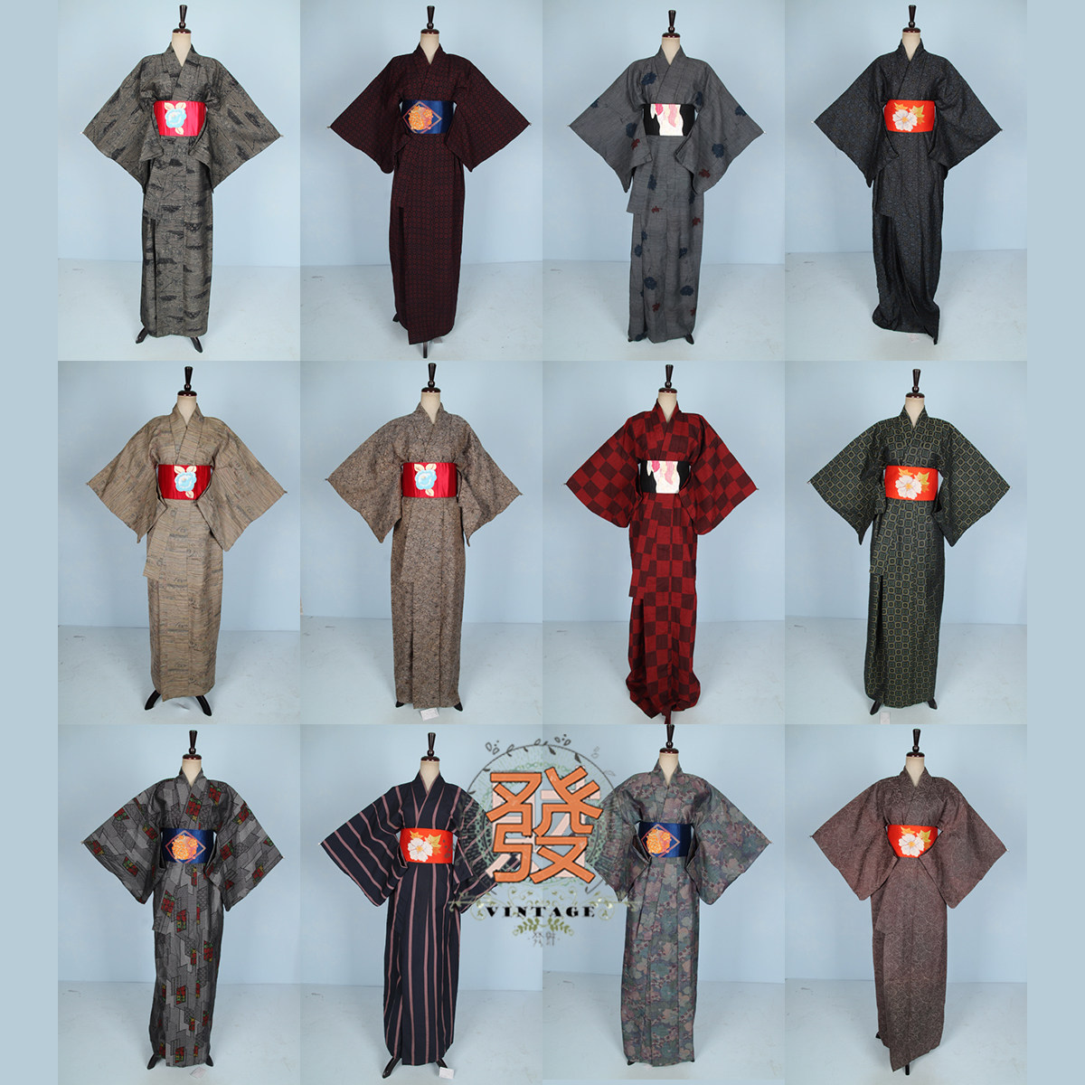 vintage风古着日本暗色系和服