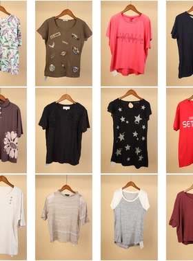 XT382古着vintage美版夏季圆领休闲日常百搭棉质字母印花卡通短袖