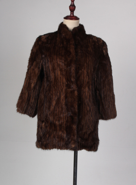 TM201-02534古着vintage冬季保暖真皮草水貂毛外套