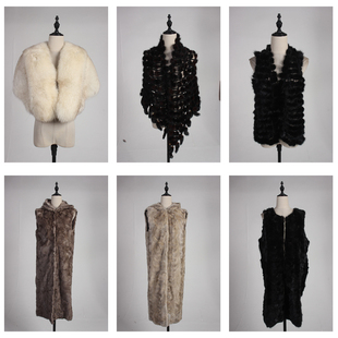 TM493古着vintage日系冬季保暖真皮草水貂毛兔毛马甲