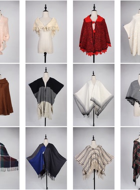 DA99古着vintage秋冬日系文艺森系甜美风斗篷披肩