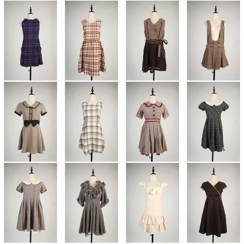 BX193古着vintage日系毛呢学院风年轻款背心裙春秋冬连衣裙