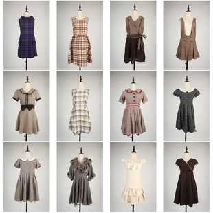 BX193古着vintage日系毛呢学院风年轻款 背心裙春秋冬连衣裙