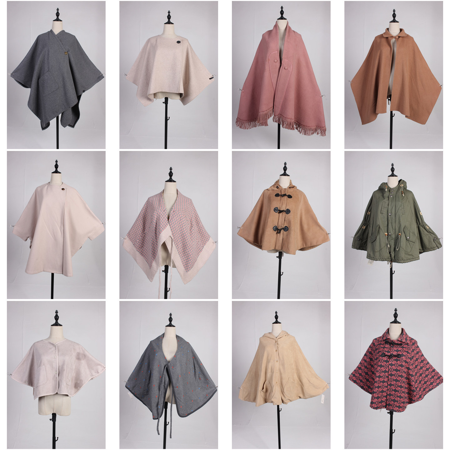 DA369古着vintage日系秋冬森系文艺复古风中古保暖披肩斗篷女