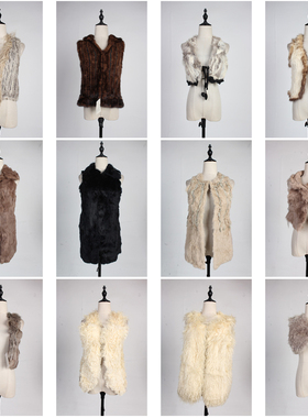 TM461古着vintage日系冬季保暖中古真皮草兔毛马甲