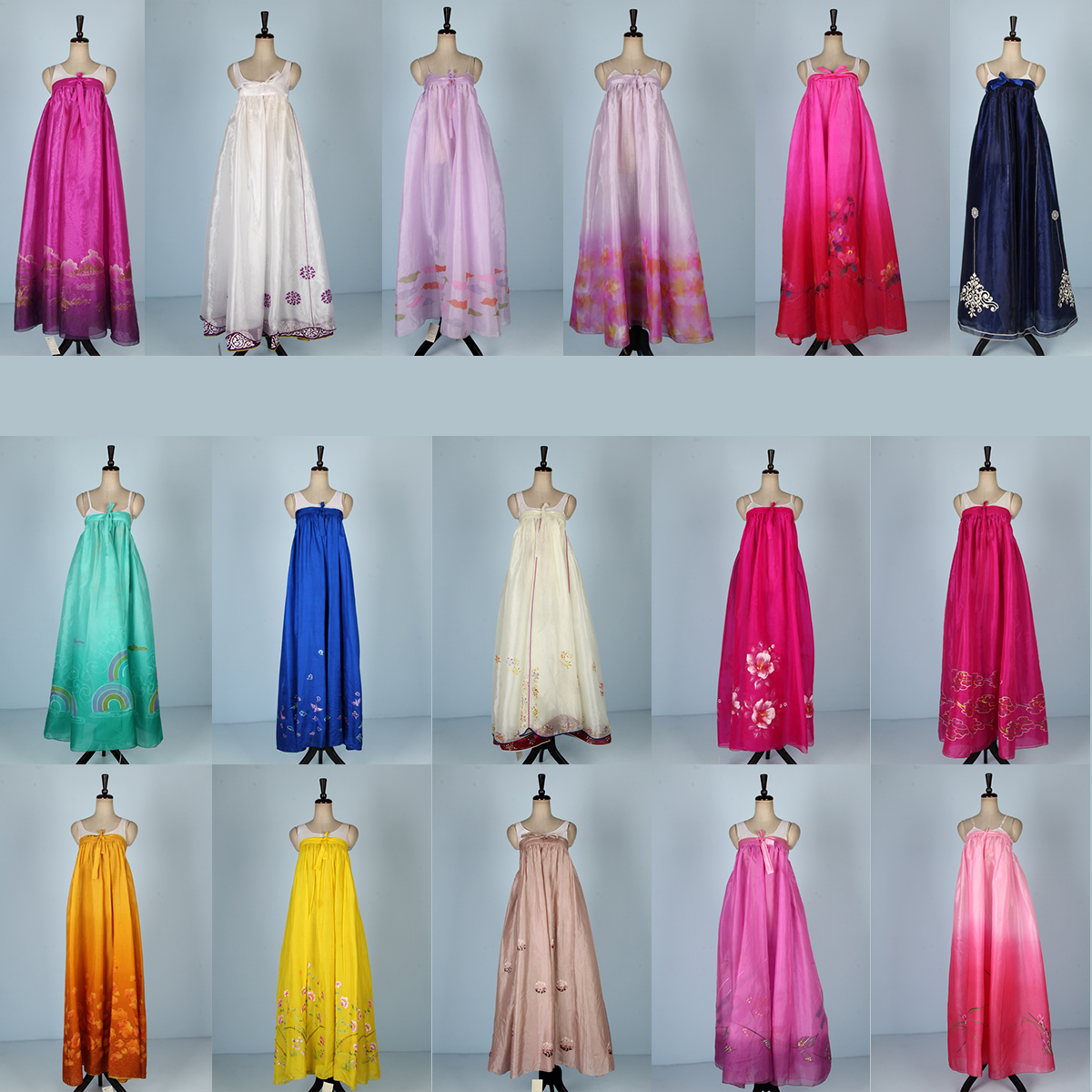 vintage古着复古传统韩国民族服装印花长裙舞台写真韩服2