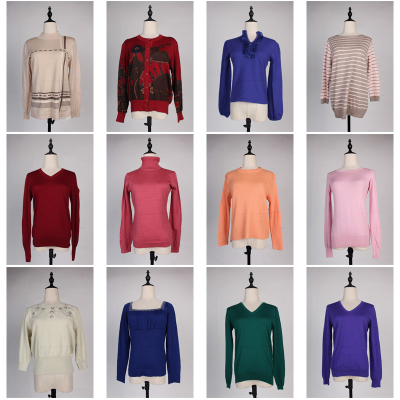 DM79古着vintage日系秋冬打底外穿基础款纯色羊毛针织衫上衣