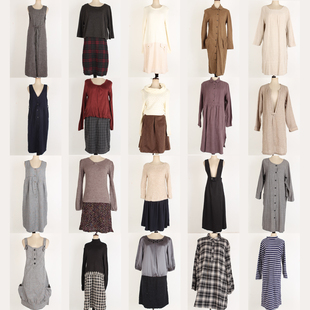 CQvintage古着复古宽松休闲拼接假两件长款连衣裙秋冬79-3