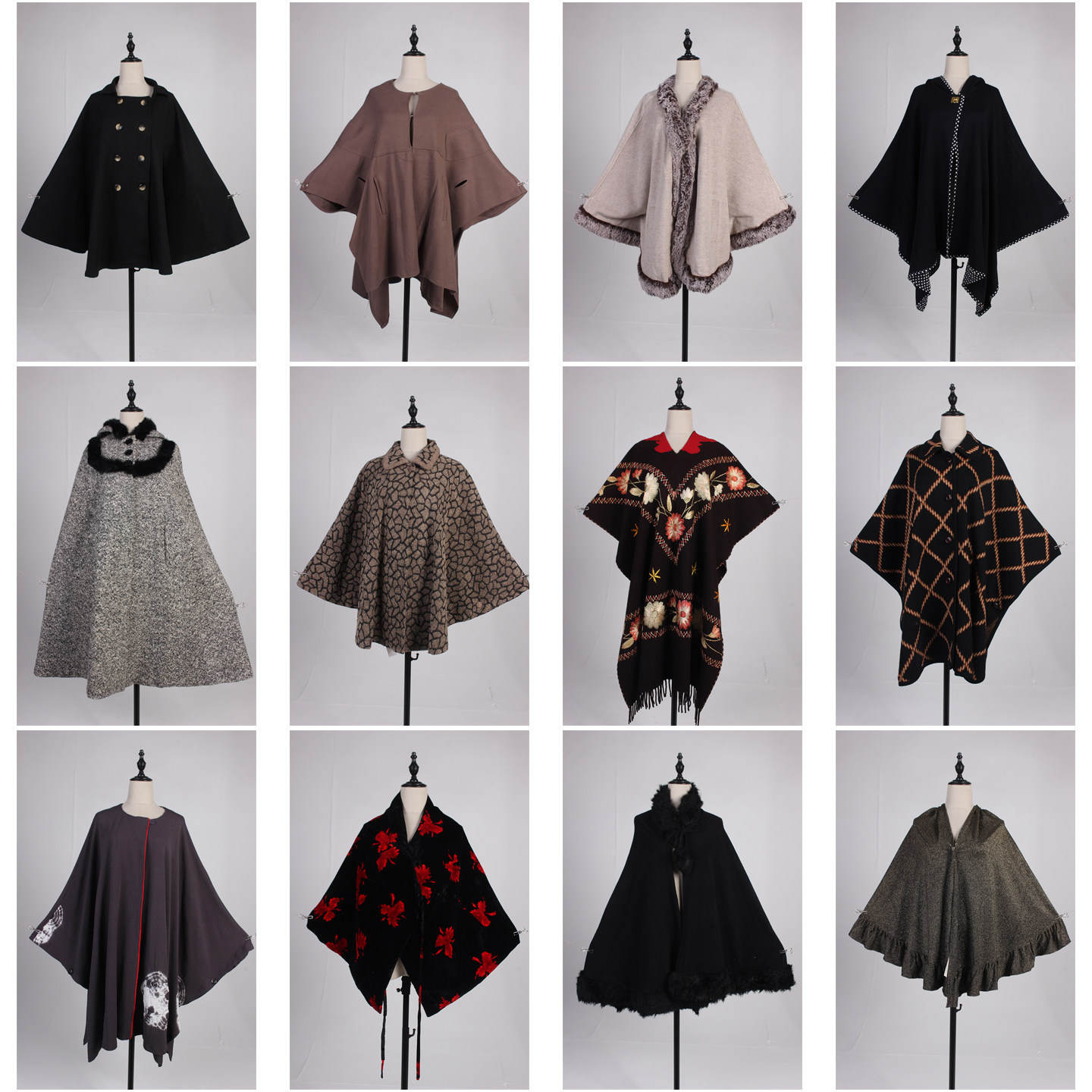 DA367古着vintage日系秋冬森系文艺复古风中古保暖披肩斗篷女
