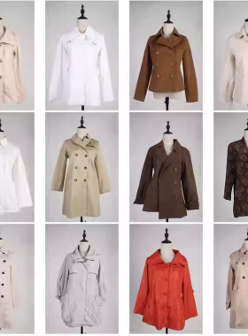 FY20古着vintage日系文艺春秋通勤百搭复古风风衣大衣外套