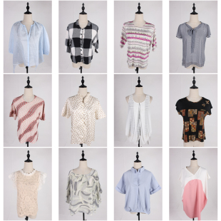 FC295古着vintage日系初夏日系复古风法式 雪纺衬衣 花色衬衫